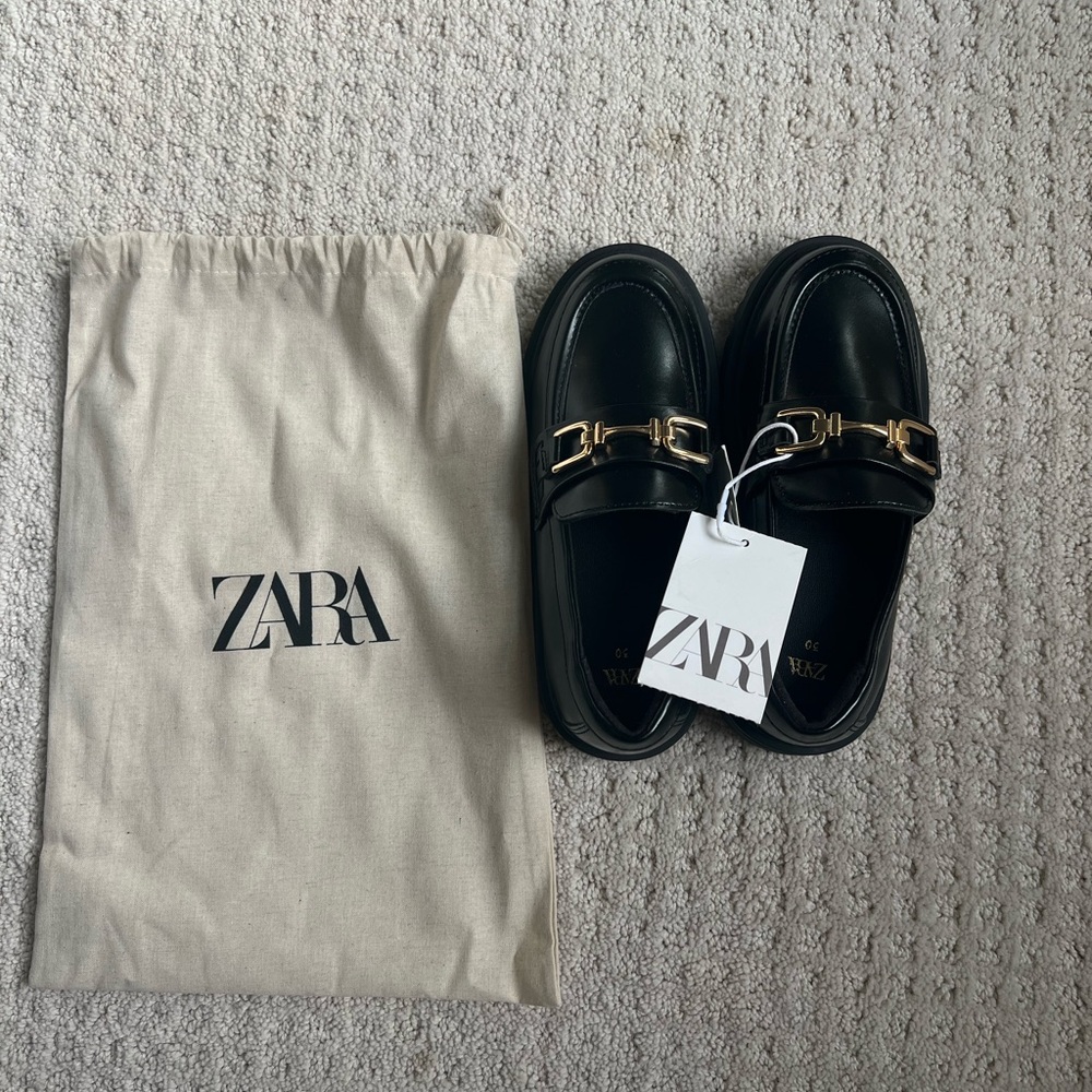 Girl’s Zara Black Lug Loafers